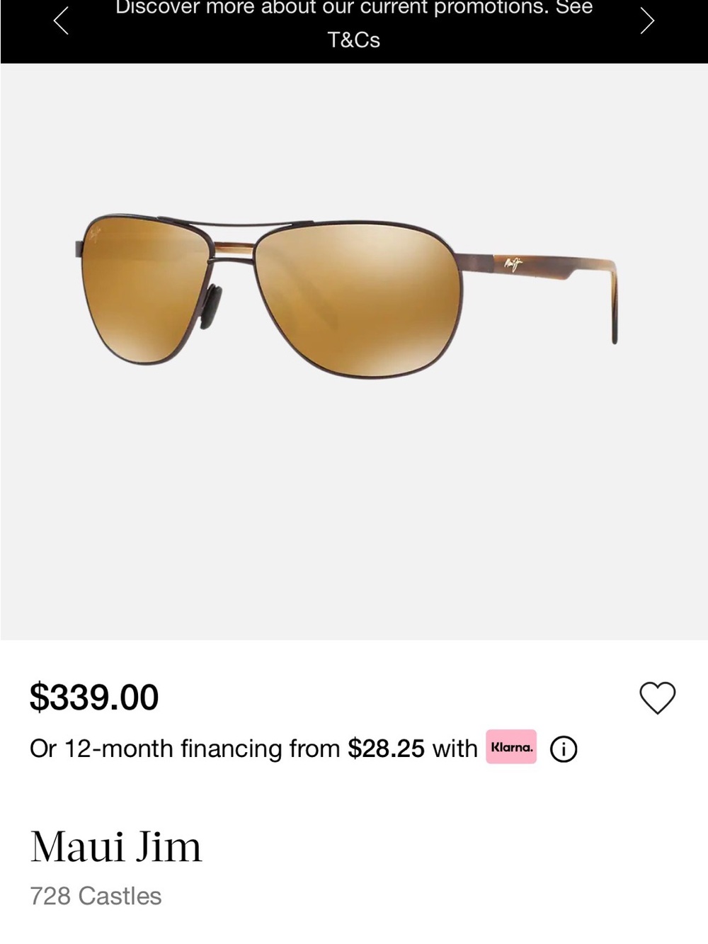 Maui Jim Gold-Brown Castles 728 Aviator Polarized UV400 Sunglasses, MJ728-01M